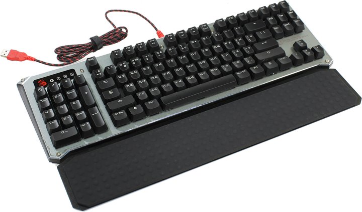Клавиатура A4 Bloody B845R серый/черный USB Gamer LED (подставка для запястий)