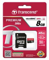 Флеш карта microSDHC 8Gb Class10 Transcend TS8GUSDU1 Premium + adapter