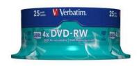 Диск DVD-RW Verbatim 4.7Gb 4x Cake Box (25шт) (43639)