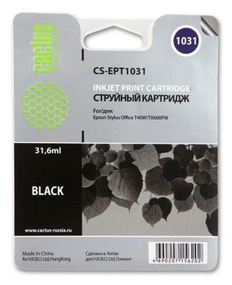 Картридж струйный Cactus CS-EPT1031 черный (31.6мл) для Epson Stylus Office T40/T40w/TX510/TX510fn/TX600/TX600fw/TX550/X550w