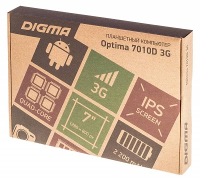 Планшет Digma Optima 7010D 3G SC7731 (1.3) 4C/RAM512Mb/ROM8Gb 7" IPS 1280x800/3G/Android 6.0/черный/0.3Mpix/BT/GPS/WiFi/Touch/microSD 64Gb/minUSB/2200mAh/8hr/120hrs