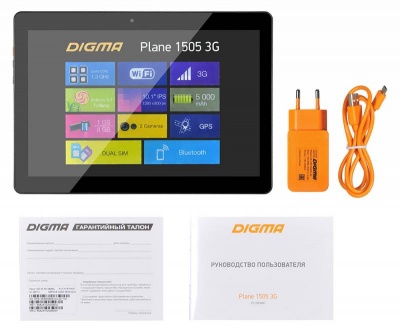 Планшет Digma Plane 1505 3G MT8321 (1.3) 4C/RAM1Gb/ROM8Gb 10.1" IPS 1280x800/3G/Android 5.1/черный/2Mpix/0.3Mpix/BT/GPS/WiFi/Touch/microSD 64Gb/minUSB/5000mAh