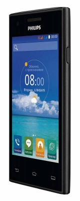 Смартфон Philips S309 8Gb 1Gb черный моноблок 3G 2Sim 4" 480x800 Android 5.1 5Mpix WiFi BT GPS GSM900/1800 GSM1900 TouchSc MP3 FM A-GPS microSDHC max32Gb