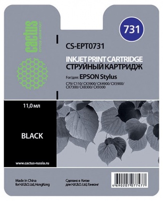 Картридж струйный Cactus CS-EPT0731 черный (11.4мл) для Epson Stylus С79/C110/СХ3900/CX4900/CX5900/CX7300/CX8300/CX9300