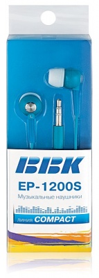 Наушники вкладыши BBK EP-1200S 1.2м синий проводные (в ушной раковине)