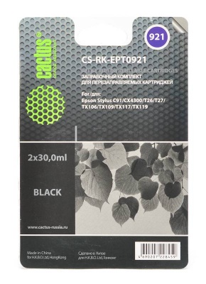 Заправка для ПЗК Cactus CS-RK-EPT0921 черный 2x30мл для Epson St C91