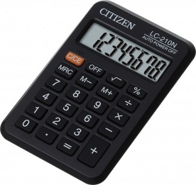 Калькулятор карманный Citizen LC-210N черный 8-разр.