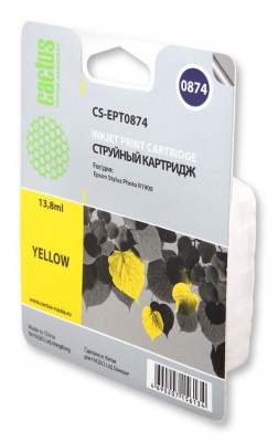 Картридж струйный Cactus CS-EPT0874 желтый (13.8мл) для Epson Stylus Photo R1900