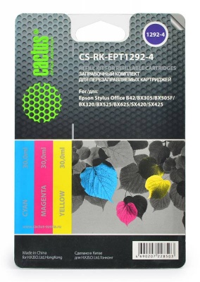 Заправка для ПЗК Cactus CS-RK-EPT1292-4 многоцветный 3x30мл для Epson St B42