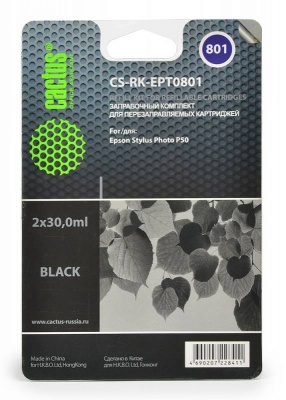 Заправка для ПЗК Cactus CS-RK-EPT0801 черный 60мл для Epson StPh P50