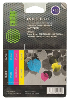 Картридж Cactus CS-R-EPT0735 черный/голубой/пурпурный/желтый набор карт. (13мл) для Epson St С79/C110/СХ3900/CX4900/CX5900/CX7300/CX8300/CX9300
