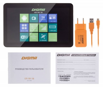 Планшет Digma CITI 1511 3G SC7731 (1.3) 4C/RAM1Gb/ROM8Gb 10.1" TN 1024x600/3G/Android 6.0/черный/0.3Mpix/BT/GPS/WiFi/Touch/microSD 64Gb/minUSB/4000mAh