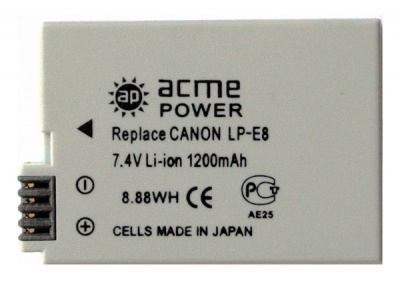 Аккумулятор для зеркальных камер AcmePower AP-LP-E8 для: Canon EOS 700D/650D/600D/550D