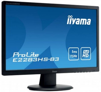 Монитор Iiyama 21.5" ProLite E2283HS-B3 черный TN+film LED 1ms 16:9 HDMI M/M матовая 1000:1 250cd 170гр/160гр 1920x1080 D-Sub DisplayPort FHD 4кг