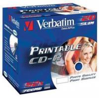 Диск CD-R Verbatim 700Mb 52x Slim case (20шт) Printable (43424)