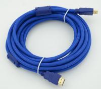Кабель HDMI (m)/HDMI (m) 1.8м. феррит.кольца Позолоченные контакты синий