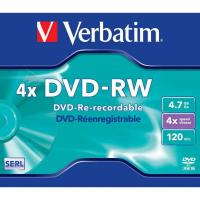 Диск DVD-RW Verbatim 4.7Gb 4x Slim case (20шт) (43764)