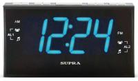 Радиобудильник Supra SA-43FM черный LCD подсв:синяя часы:цифровые AM/FM
