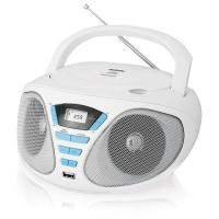 Аудиомагнитола BBK BX180U белый/голубой 4Вт/CD/CDRW/MP3/FM(dig)/USB
