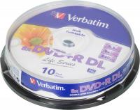Диск DVD+R Verbatim 8.5Gb 8x Cake Box (10шт) Double Layer (43818)