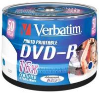 Диск DVD-R Verbatim 4.7Gb 16x Cake Box (50шт) Printable (43533)