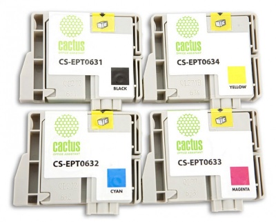 Картридж струйный Cactus CS-EPT0635 черный/голубой/пурпурный/желтый набор карт. (250стр.) для Epson Stylus C67/C87/CX3700/CX4100/CX4700