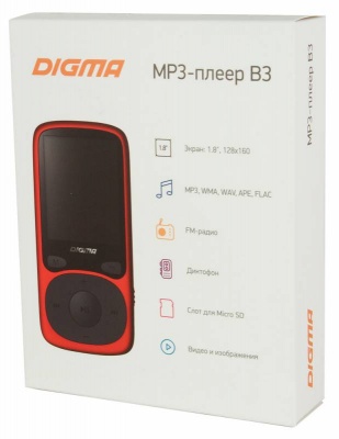 Плеер Flash Digma B3 8Gb черный/1.8"/FM/microSD
