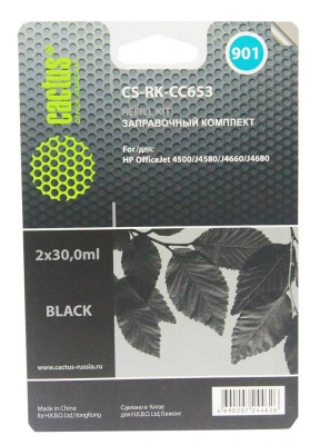 Заправочный набор Cactus CS-RK-CC653 черный 2x30мл для HP OJ 4500/J4580/J4660/J4680