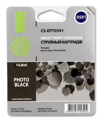 Картридж струйный Cactus CS-EPT0591 черный (14.8мл) для Epson Stylus Photo R2400