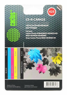 Комплект перезаправляемых картриджей Cactus CS-R-CAN425 многоцветный для Canon Pixma iP4840/MG5140/MG5240/MG6140/MG8140/MX884/MX6140/MG8140