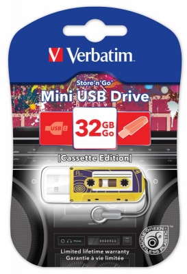 Флеш Диск Verbatim 32Gb Mini Cassette Edition 49393 USB2.0 желтый/рисунок