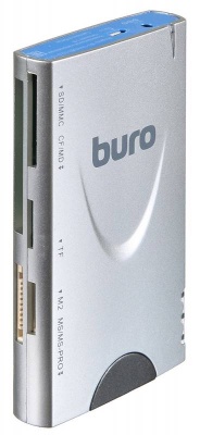 Устройство чтения карт памяти USB2.0 Buro BU-CR/HUB3-U2.0-1012 серебристый