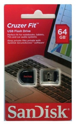 Флеш Диск Sandisk 64Gb Cruzer Fit SDCZ33-064G-B35 USB2.0 черный