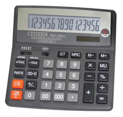 Калькулятор бухгалтерский Citizen SDC-660II черный 16-разр.