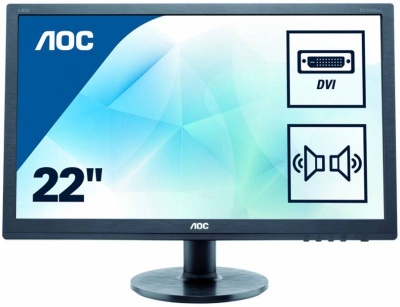 Монитор AOC 21.5" E2275SWJ (00/01) черный TN+film LED 2ms 16:9 DVI HDMI M/M матовая 250cd 1920x1080 D-Sub FHD 3.15кг