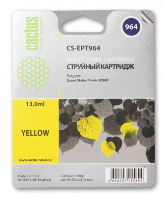 Картридж струйный Cactus CS-EPT964 желтый (13мл) для Epson Stylus Photo R2880