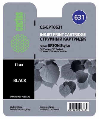 Картридж струйный Cactus CS-EPT0631 черный (10мл) для Epson Stylus C67/C87/CX3700/CX4100/CX4700