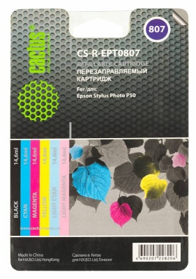 Комплект перезаправляемых картриджей Cactus CS-R-EPT0807 многоцветный72мл для Epson StPh P50