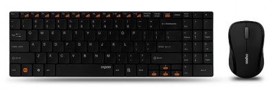 Клавиатура + мышь Rapoo 9060 клав:черный мышь:черный USB беспроводная slim Multimedia