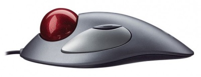 Мышь Logitech Marble серый/серебристый/красный трекбол USB (4but)
