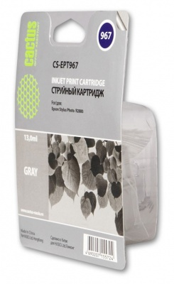 Картридж струйный Cactus CS-EPT967 серый (13мл) для Epson Stylus Photo R2880