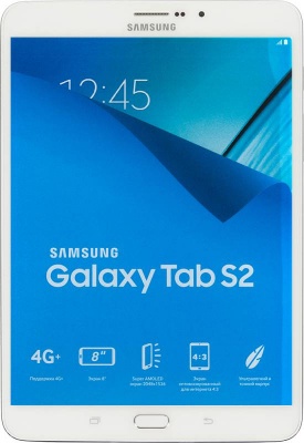 Планшет Samsung Galaxy Tab S2 SM-T719 (1.9) 8C/RAM3Gb/ROM32Gb 8" Super AMOLED 2048x1536/3G/4G/Android 6.0/белый/8Mpix/2.1Mpix/BT/GPS/WiFi/Touch/microSD 128Gb/minUSB/4000mAh