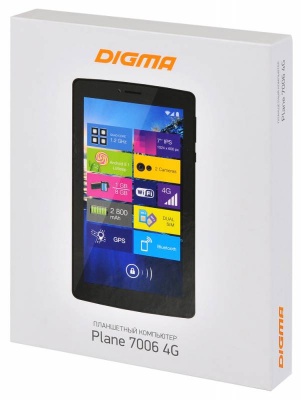 Планшет Digma Plane 7006 4G MTK8735P (1.3) 4C/RAM1Gb/ROM8Gb 7" IPS 1024x600/3G/4G/Android 7.0/черный/2Mpix/0.3Mpix/BT/GPS/WiFi/Touch/microSDHC 32Gb/minUSB/2800mAh