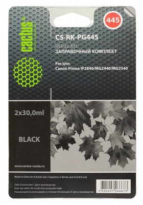 Заправочный набор Cactus CS-RK-PG445 черный60мл для Canon Pixma MG2440/MG2540