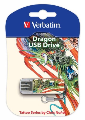 Флеш Диск Verbatim 16Gb Mini Tattoo Dragon 49888 USB2.0 белый/рисунок