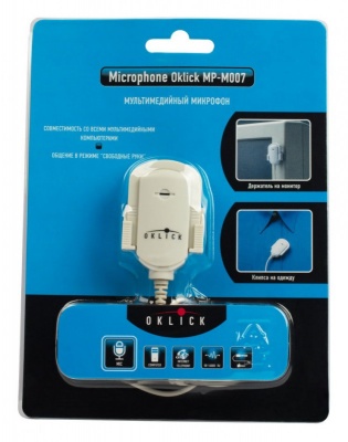 Микрофон проводной Oklick MP-M007 1.8м белый