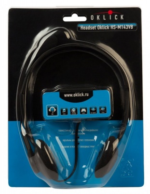 Наушники с микрофоном Oklick HS-M143VB черный 1.8м накладные оголовье