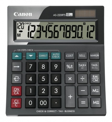 Калькулятор бухгалтерский Canon AS-220RTS черный 12-разр.