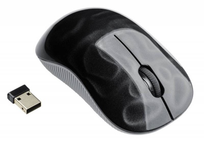 Мышь Oklick 385MW серый/рисунок оптическая (1000dpi) беспроводная USB (2but)