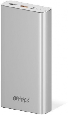 Мобильный аккумулятор Hiper MPX20000 Li-Pol 20000mAh 3A+3A+2.4A серебристый 2xUSB